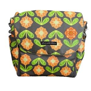 PETUNIA PICKLE BOTTOM BOXY BACKPACK GRAY ORANGE DIAPER BAG REMOVABLE DIAPER PAD
